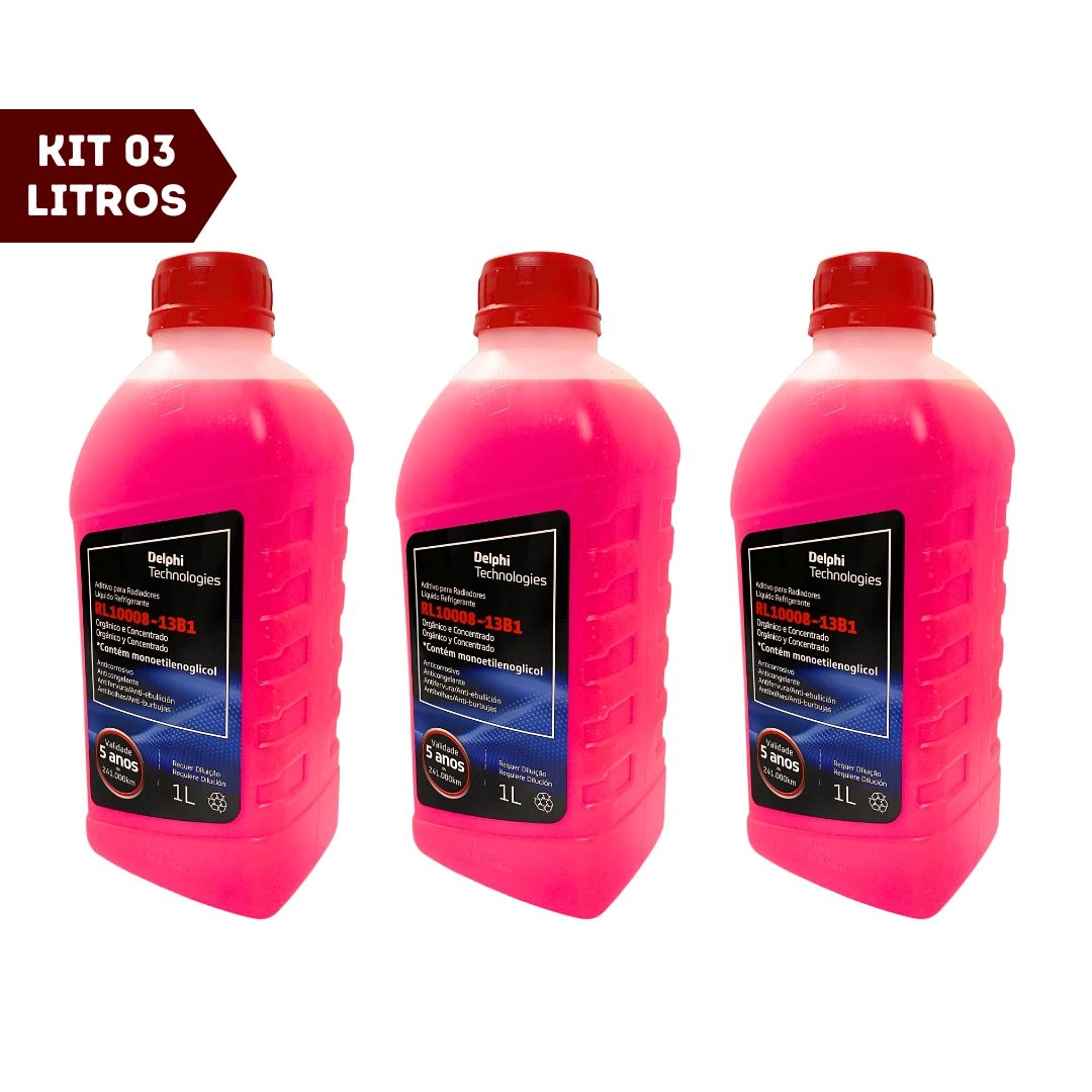 3 Aditivo Radiador Super Concentrado Organico Rosa Delphi 3L