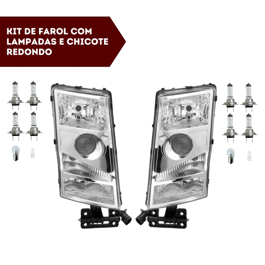 Par Farol Dianteiro Para Volvo FH FM FM12 FH12 Com Lâmpadas Par Farol Dianteiro Para Volvo FH FM FM12 FH12 Com Lâmpadas