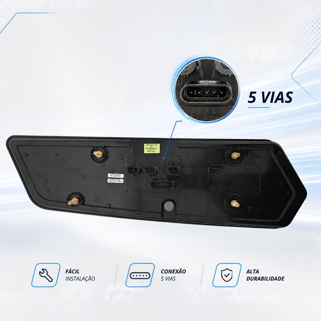 Lanterna Traseira S96 Flashing LED 24v Posição Ré Freio Pisca Sequencial Direito Sinalsul 278006515D