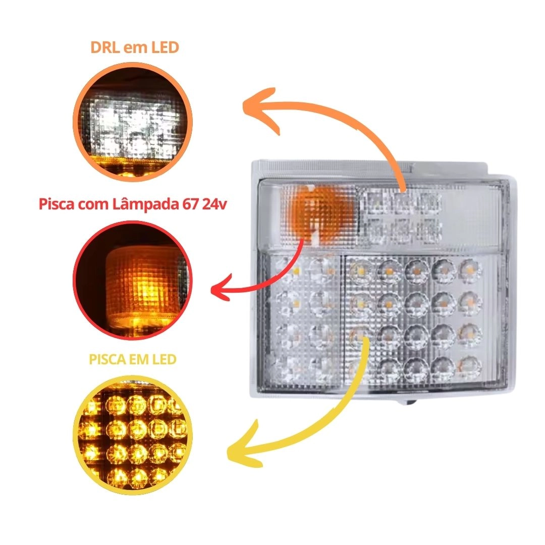 Farol Dianteiro Principal 24v E Pisca DRL em LED Para Scania Série 4 5 6 PGR Lado Direito 1732510 Farol Dianteiro Principal 24v E Pisca DRL em LED Para Scania Série 4 5 6 PGR Lado Direito 1732510