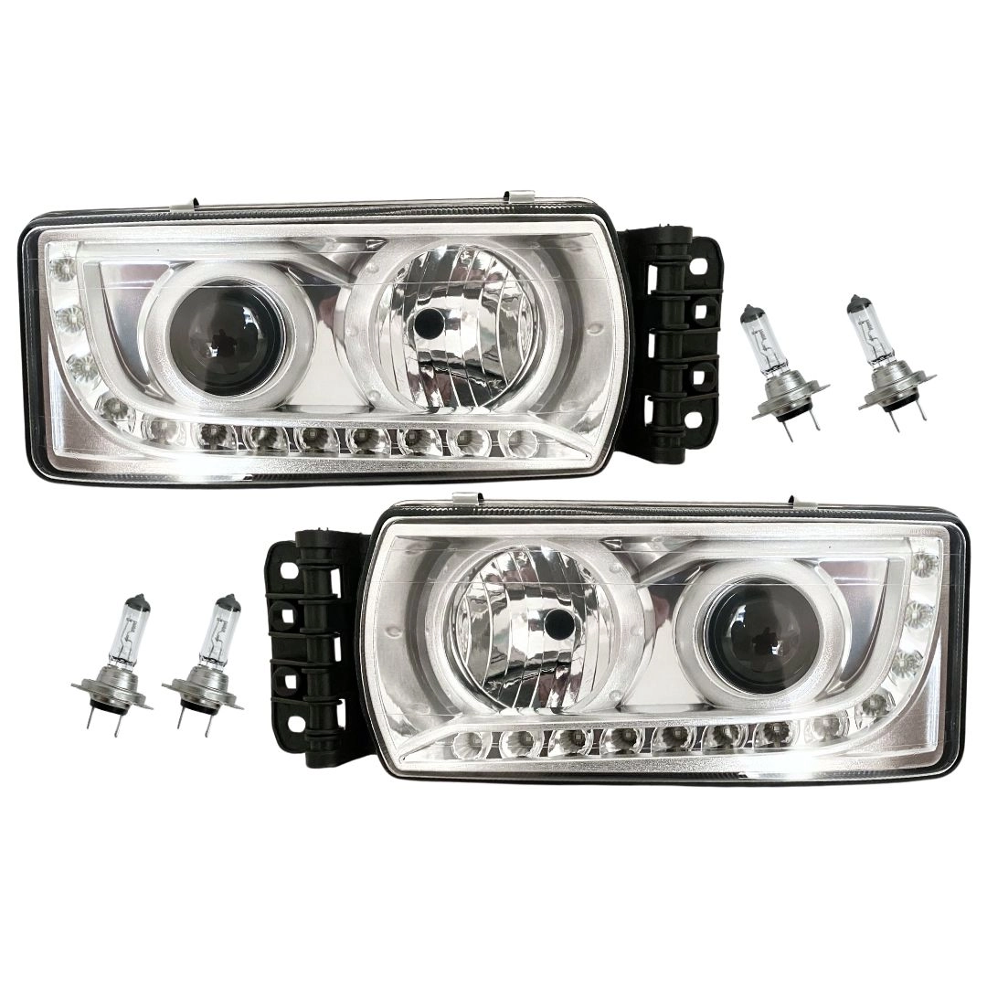 Par Farol Para Iveco Stralis Hi-Way Fundo Cromado Led Par Farol Para Iveco Stralis Hi-Way Fundo Cromado Led