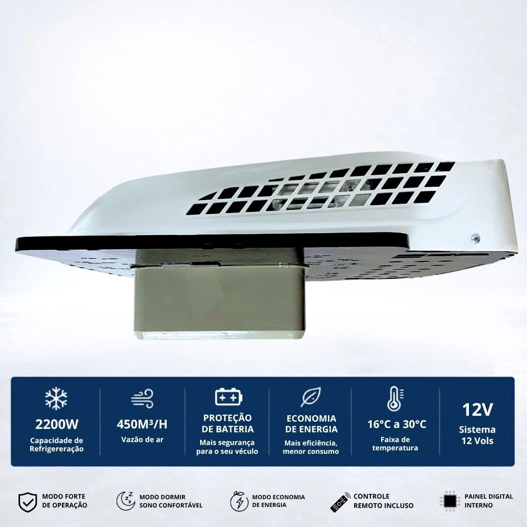 Kit Ar-Condicionado Elétrico Portátil Para Caminhão Van Motorhome Trailer Carro 12v 7500 BTUs Kit Ar-Condicionado Elétrico Portátil Para Caminhão Van Motorhome Trailer Carro 12v 7500 BTUs