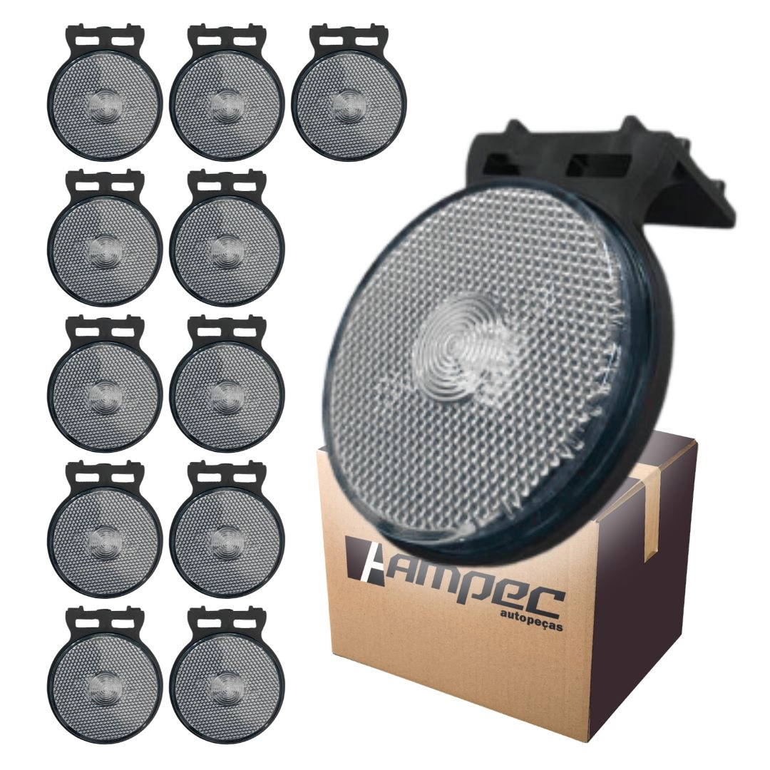 Kit 12 Lanternas Lateral Led Caminhão Carreta Com Suporte Cristal P