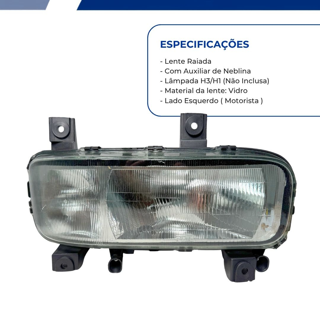 Farol Principal Lado Esquerdo Com Auxiliar de Neblina Mercedes Benz MB Atego 1315 1418 1718 1725 2425 2428 Ano 2006 a 2011 Farol Principal Lado Esquerdo Com Auxiliar de Neblina Mercedes Benz MB Atego 1315 1418 1718 1725 2425 2428 Ano 2006 a 2011