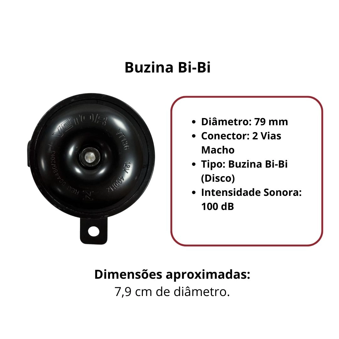 Buzina Bi-Bi Bibi 12v 2 Vias Para Volkswagem Gol Spacefox Após 2012 Up Após 2014 Vetor 1SB951107