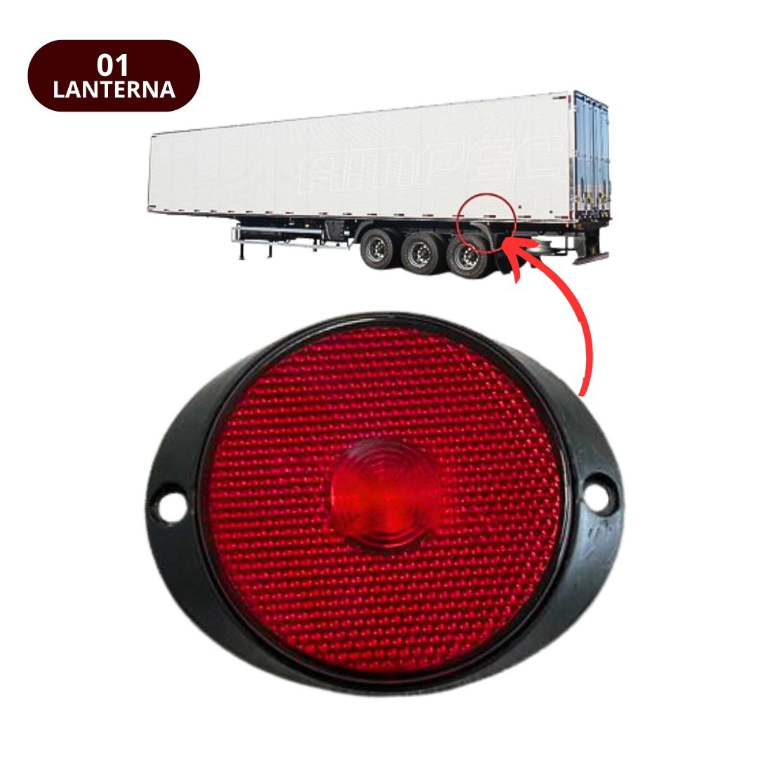 Lanterna Lateral Implemento P 65mm Com Suporte Frontal LED Vermelha Para Carreta Caminhão Trailer Reboque