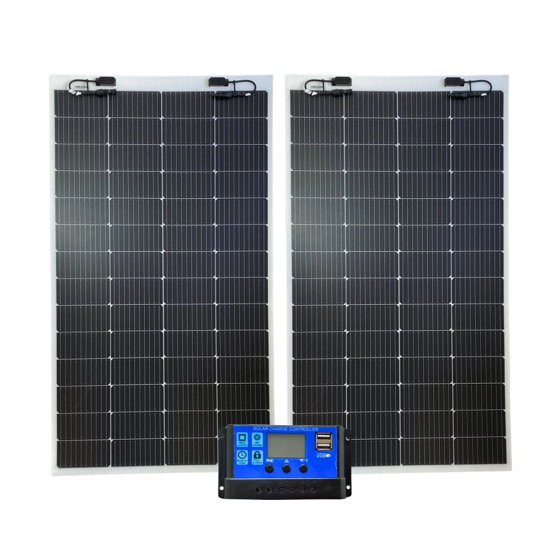 Kit Par Painel Solar Caminhão MotorHome 200w + Controlador