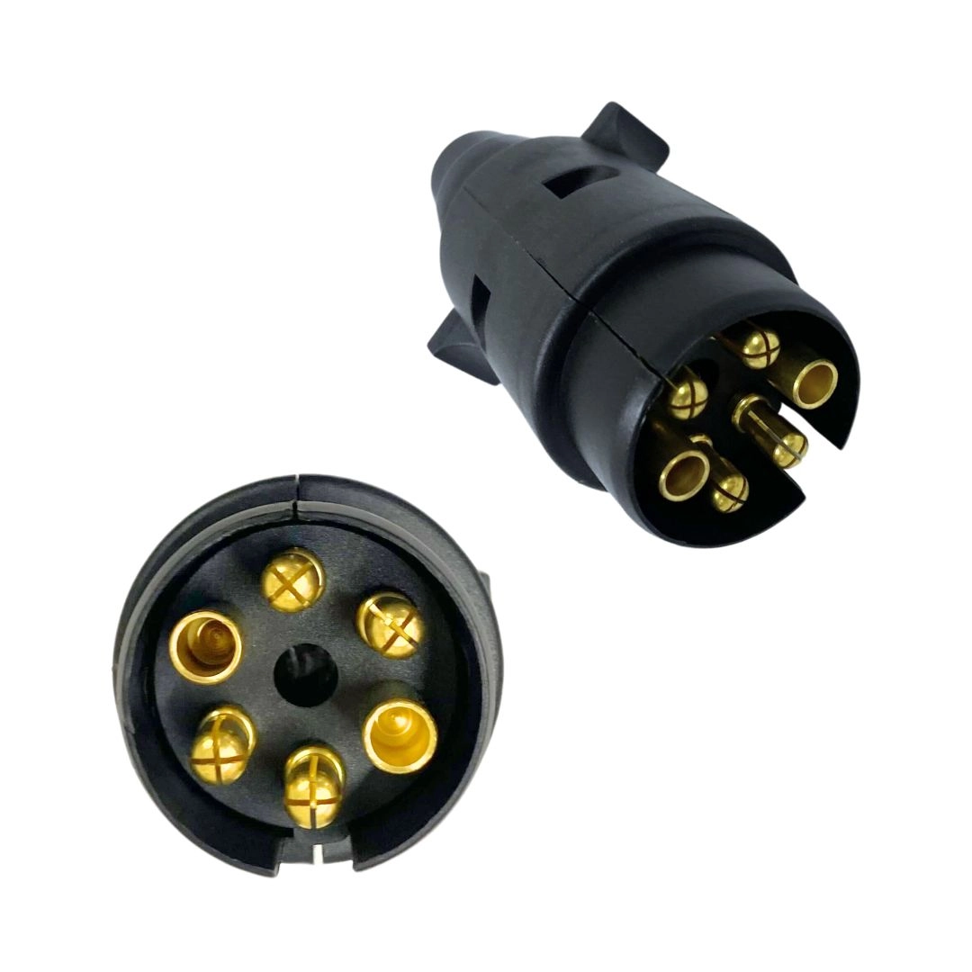 Kit Tomada 6 Polos Macho e Femea Carretinha Reboque Plug Tomada Carretinha Trailer 6 Polos Femea e Macho