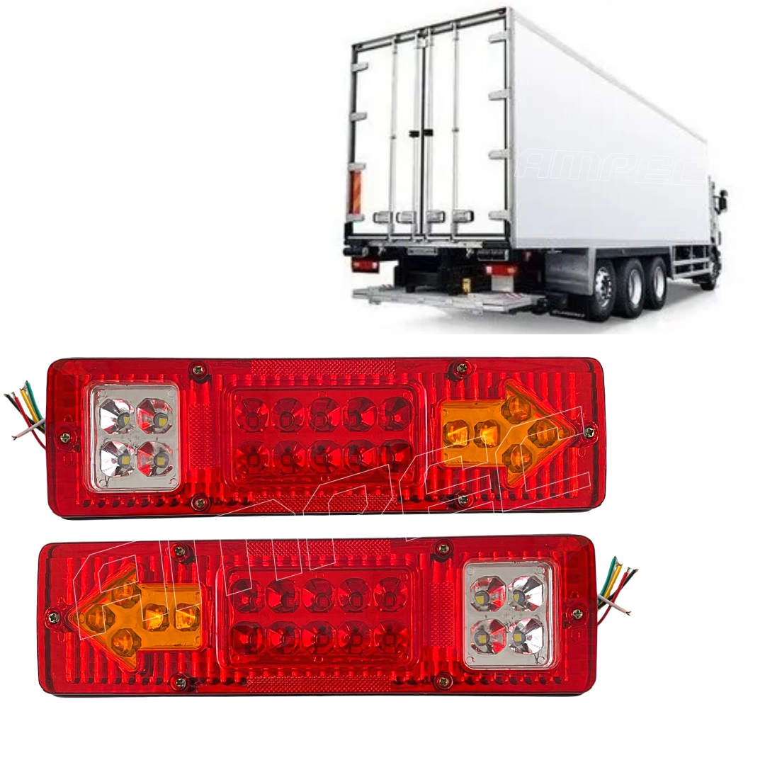 Par Lanterna Traseira Caminhão Carreta Vermelha 12V 24V