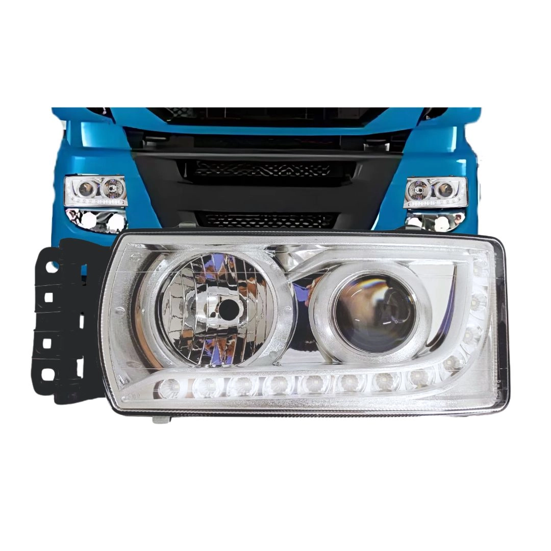 Farol Para Iveco Stralis Hi-way Cromado Led Com Chicote LE
