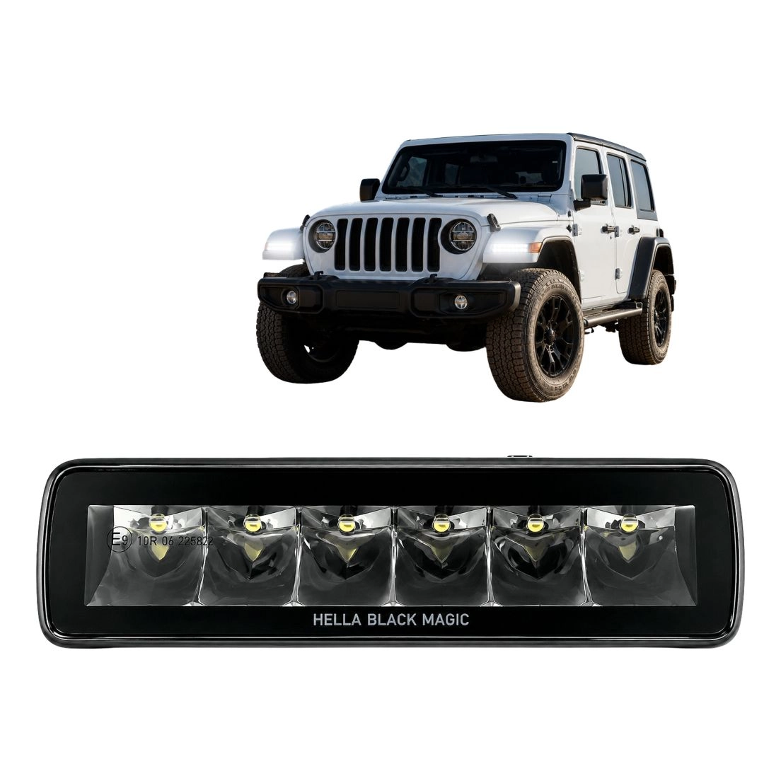 Farol Auxiliar Barra Led Longo Alcance Black Magic Spot Quadriciclo Jeep Utv Hella 1FB358176211 Farol Auxiliar Barra Led Longo Alcance Black Magic Spot Quadriciclo Jeep Utv Hella 1FB358176211