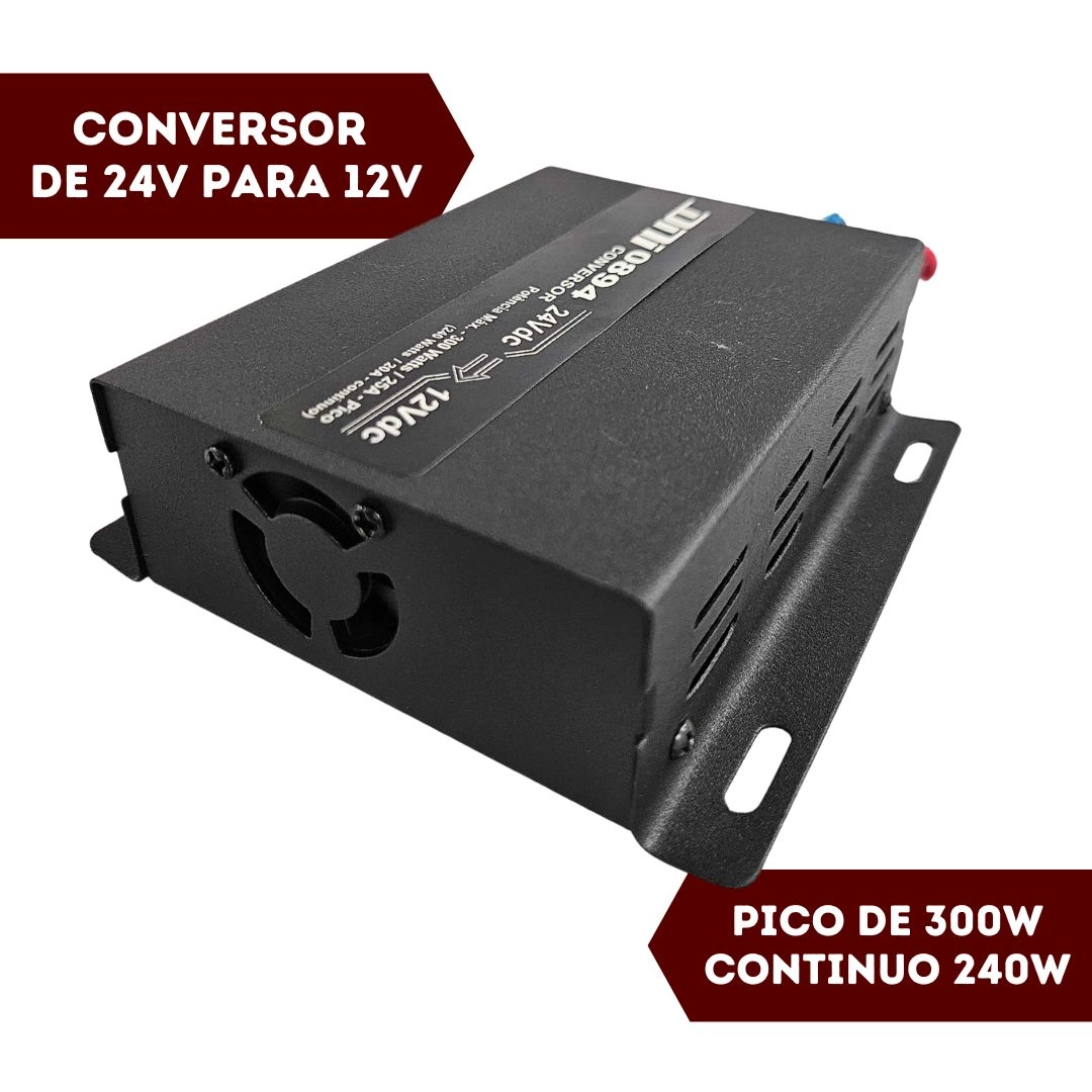 Kit 4 Inversor Conversor Voltagem 24V para 12V 300W C/Cooler Kit 4 Inversor Conversor Voltagem 24V para 12V 300W C/Cooler