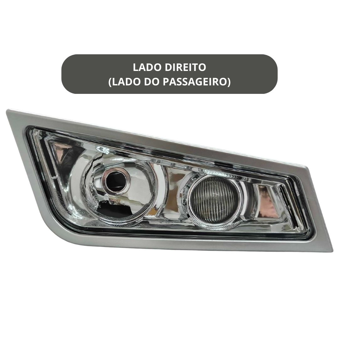 Farol Auxiliar Milha e Neblina Foco Duplo Com Moldura Para Volvo FM FH Lado Direito Farol Auxiliar Milha e Neblina Foco Duplo Com Moldura Para Volvo FM FH Lado Direito