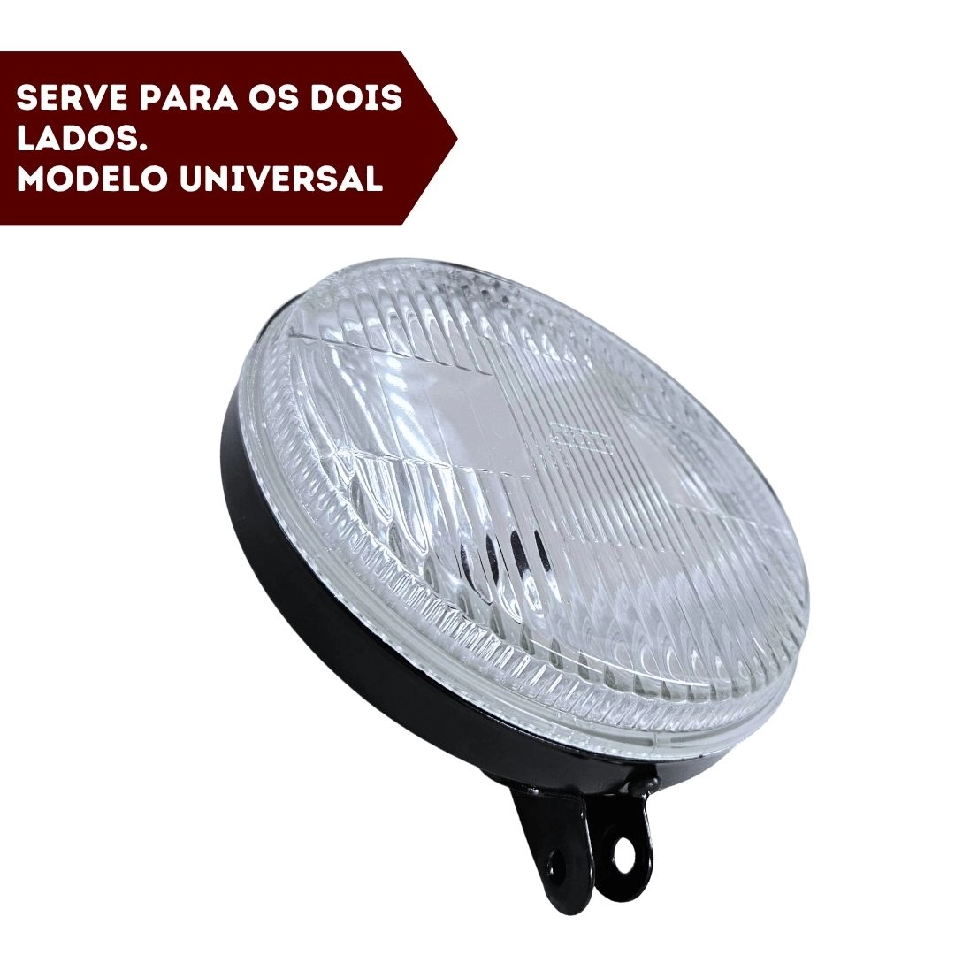 Farol Auxiliar Universal Redondo 142mm Lente Vidro H3