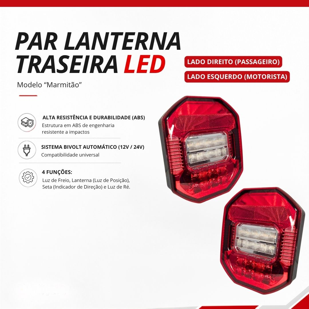 Par Lanterna Traseira Marmita Marmitão LED Universal Bivolt Com Vigia Caminhão VW Constellation Delivery Worker Ford Cargo Jeep Troller Carretinha Reboque Prancha Baú Par Lanterna Traseira Marmita Marmitão LED Universal Bivolt Com Vigia Caminhão VW Constellation Delivery Worker Ford Cargo Jeep Troller Carretinha Reboque Prancha Baú