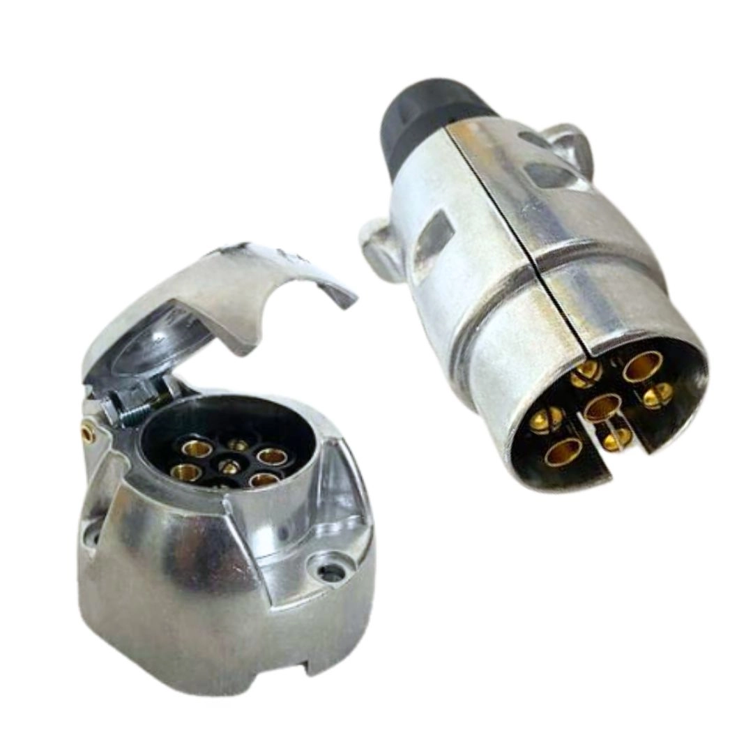 Par Tomada Elétrica 7 Pinos Reboque Carreta Alumínio Hella Par Tomada Elétrica 7 Pinos Reboque Carreta Alumínio Hella