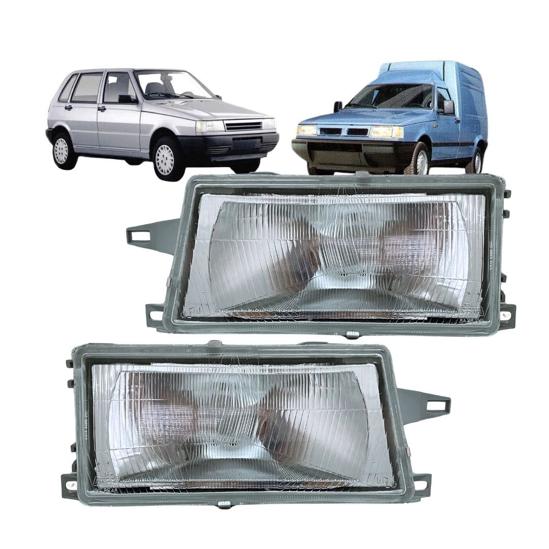 Par Farol Principal Para Fiat Uno Fiorino 1991 a 2004 Vidro 