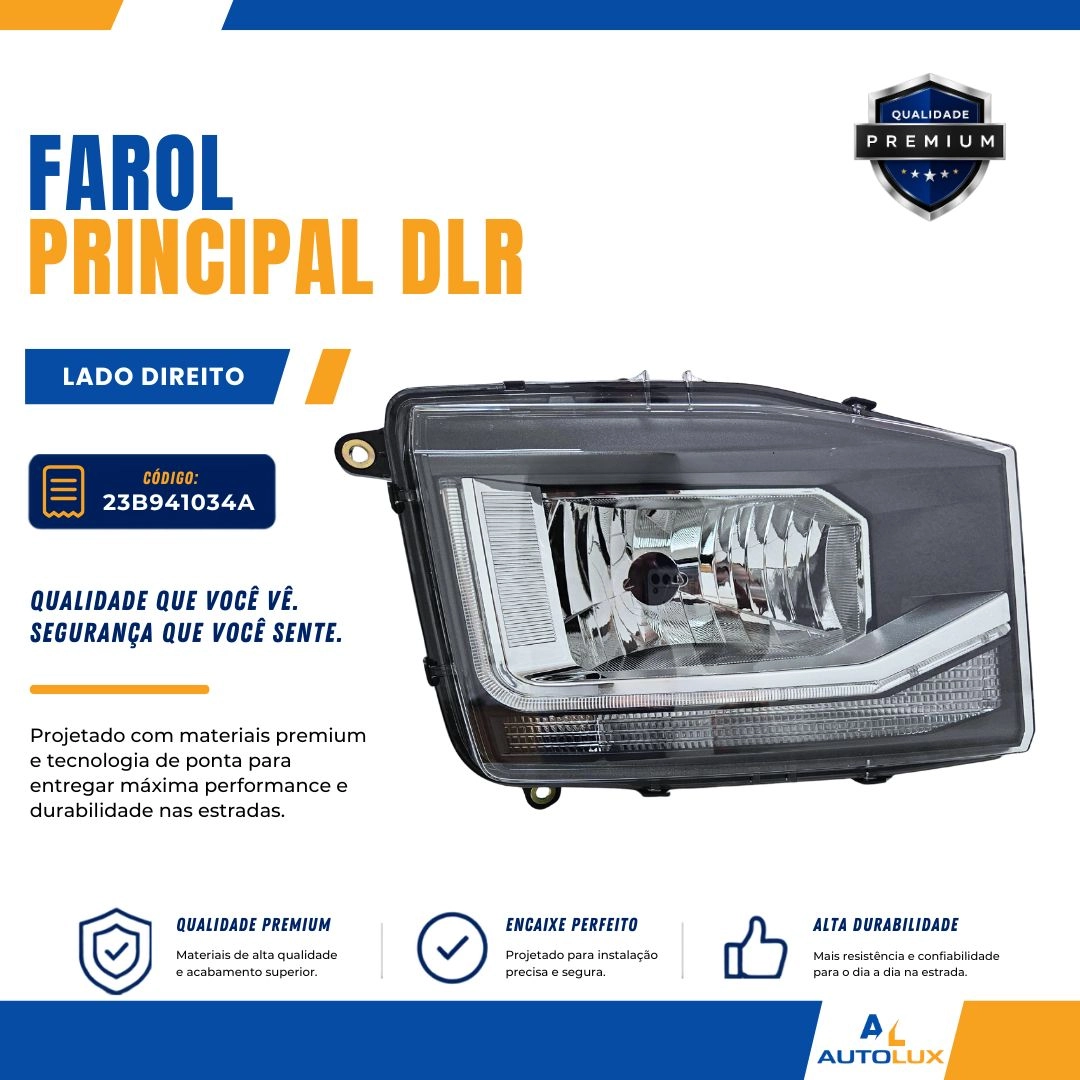 Farol Principal DRL Para Volkswagen Novo Delivery Express 4150 6160 9170 11180 13180 Lado Direito 23B941034A Farol Principal DRL Para Volkswagen Novo Delivery Express 4150 6160 9170 11180 13180 Lado Direito 23B941034A