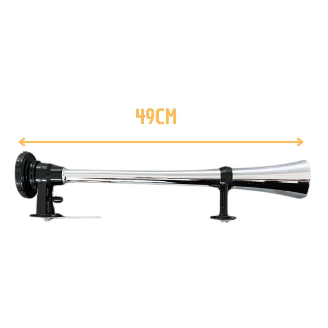 Buzina Caminhão Marítima Navio Cromada 49cm 12V C/Compressor