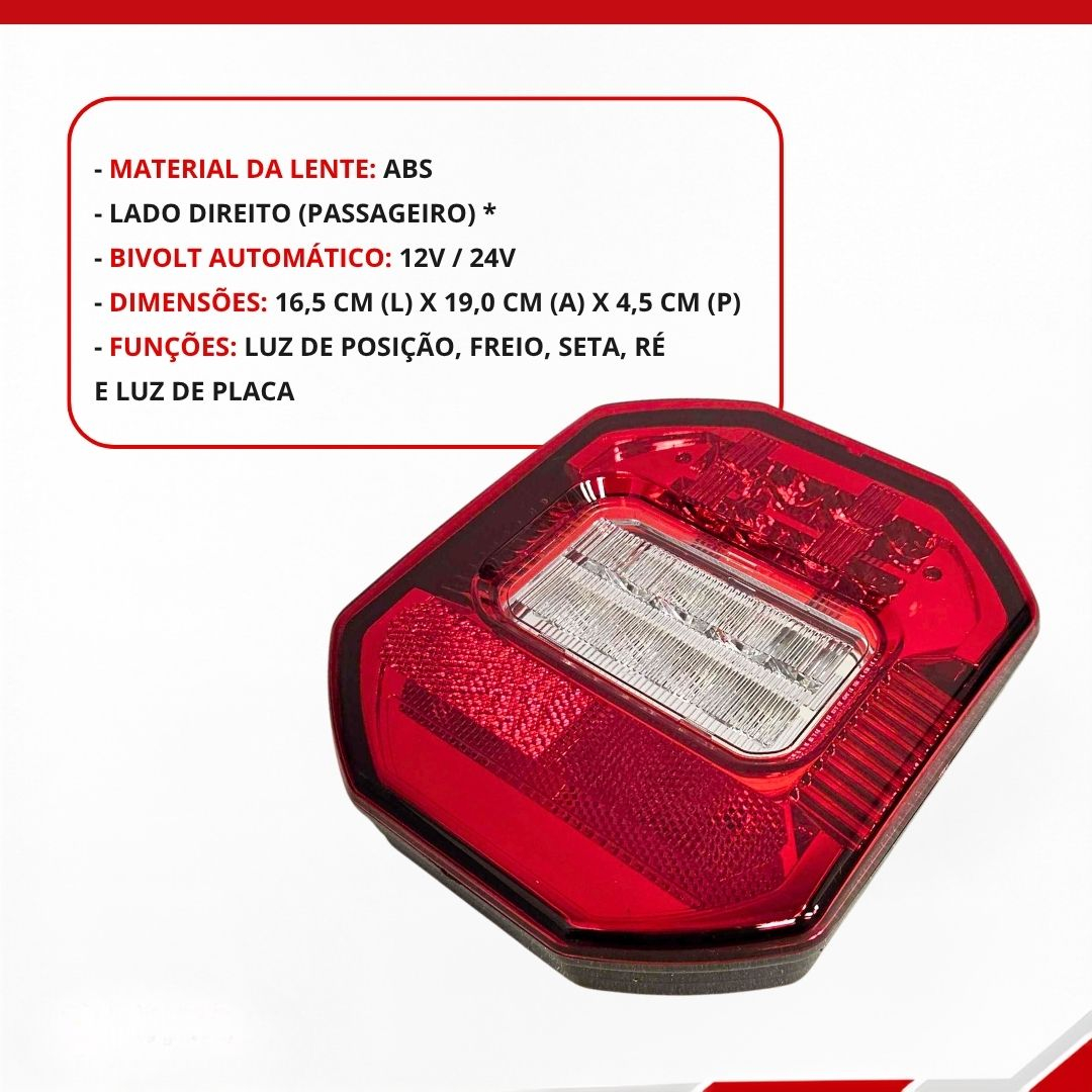 Lanterna Traseira Marmita Marmitão LED Universal Bivolt 12V 24V Lado Direito Caminhão VW Constellation Delivery Worker Ford Cargo Jeep Troller Carretinha Reboque Prancha Baú Lanterna Traseira Marmita Marmitão LED Universal Bivolt 12V 24V Lado Direito Caminhão VW Constellation Delivery Worker Ford Cargo Jeep Troller Carretinha Reboque Prancha Baú