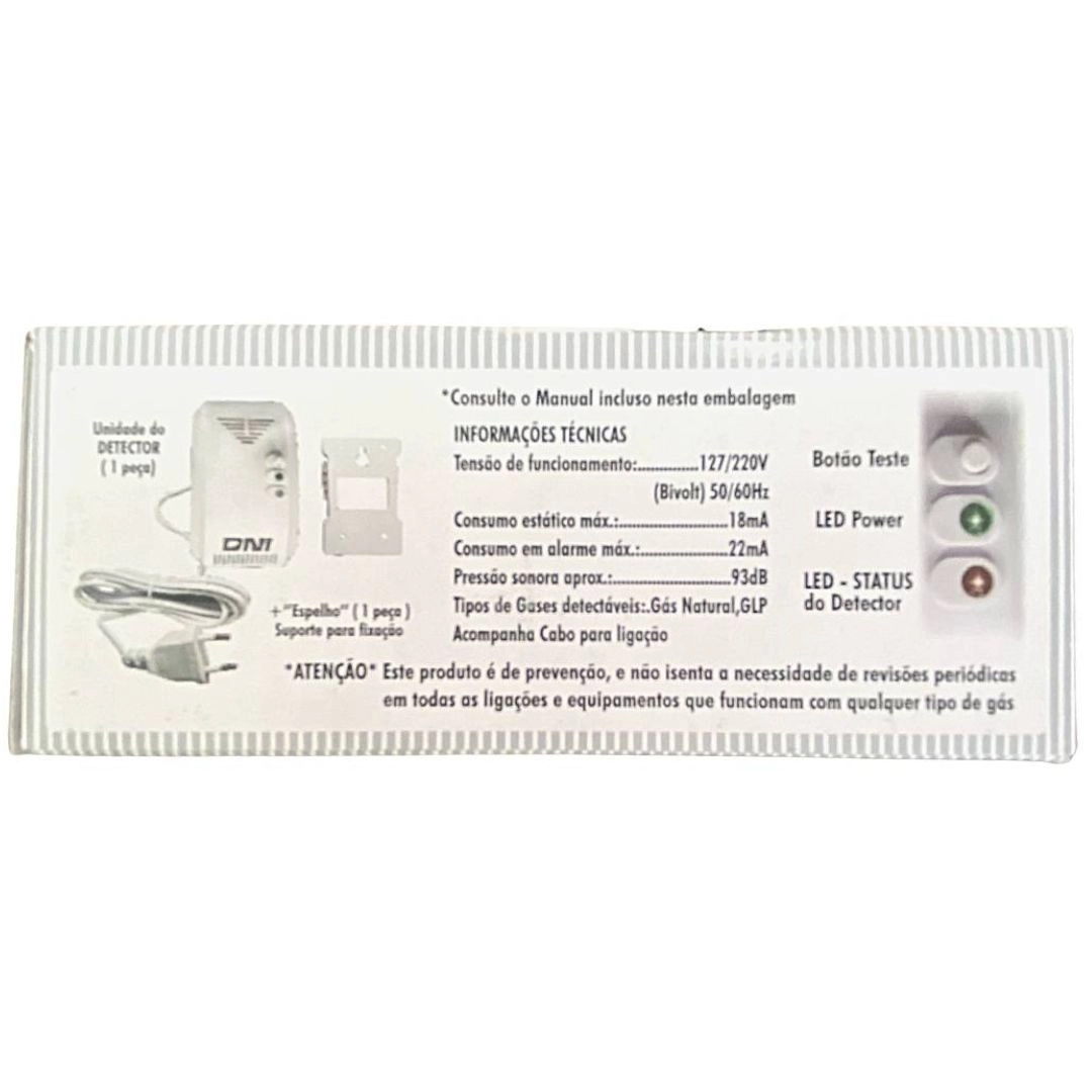 Detector de Vazamento de Gás Cozinha Casa Natural GLP Bivolt