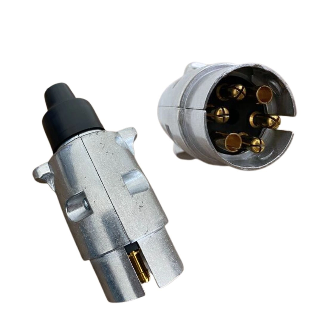 Tomada Carretinha Alumínio 6 Polos Conector Macho Tomada Reboque 6 Polos Alumínio Macho
