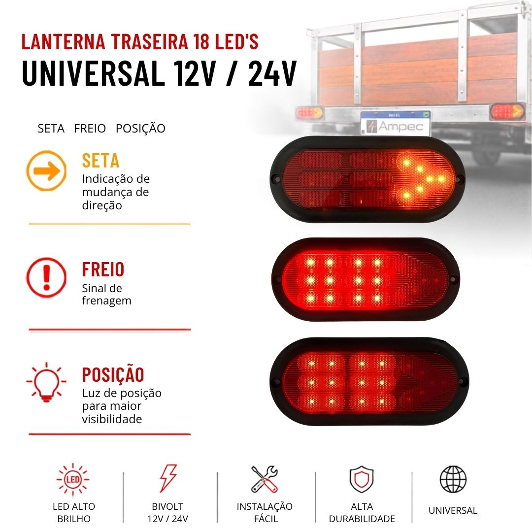 Kit 4 Lanterna Traseira 18 Led Com Luz De Placa Para Carretinha Reboque Trailer Lanterna Traseira Reboque Kit 4 Lanterna Traseira 18 Led Com Luz De Placa Para Carretinha Reboque Trailer Lanterna Traseira Reboque