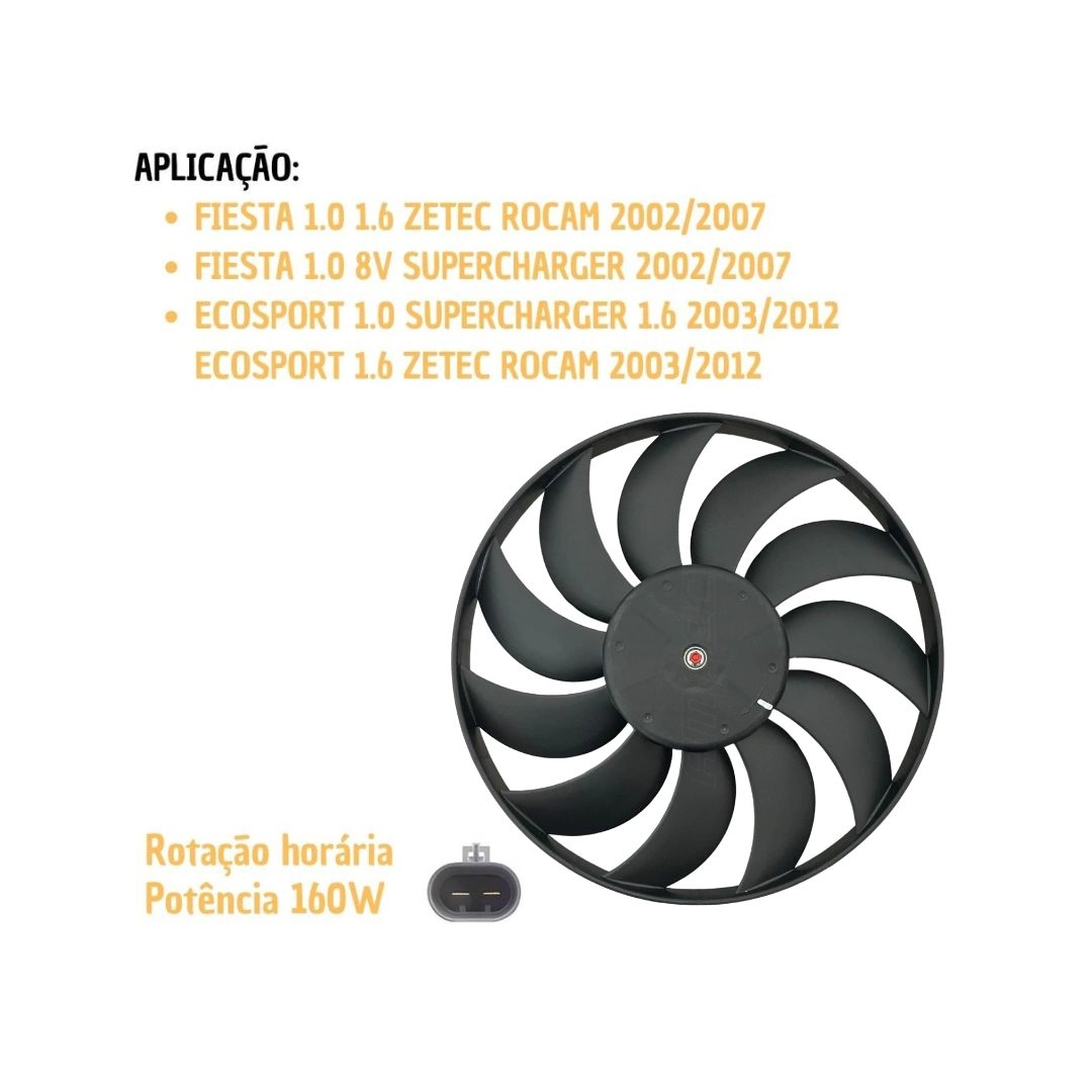 Ventoinha Radiador Ford Fiesta Ecosport Com Ar 1.0 1.6 Ventoinha Radiador Ford Fiesta Ecosport Com Ar 1.0 1.6