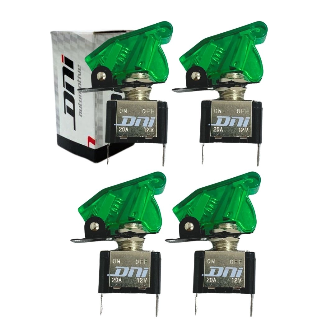 Kit 4 Chave Botão Liga Desliga 2 Posições 12v Capa Verde LED