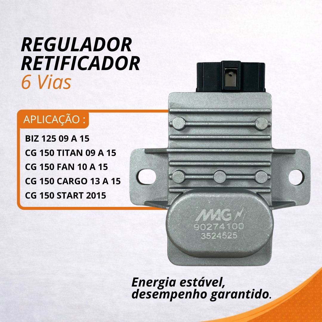 Regulador Retificador 6 Vias Para Honda Biz 125 CG 150 Titan Fan NXR 150 Bros 90274100 Magnetron Regulador Retificador 6 Vias Para Honda Biz 125 CG 150 Titan Fan NXR 150 Bros 90274100 Magnetron