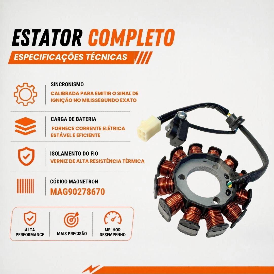 Estator Completo Com Bobina de Pulso Para Honda Cg Fan 125 Es Ks CG Cargo 125 Magnetron 90278670 Estator Completo Com Bobina de Pulso Para Honda Cg Fan 125 Es Ks CG Cargo 125 Magnetron 90278670