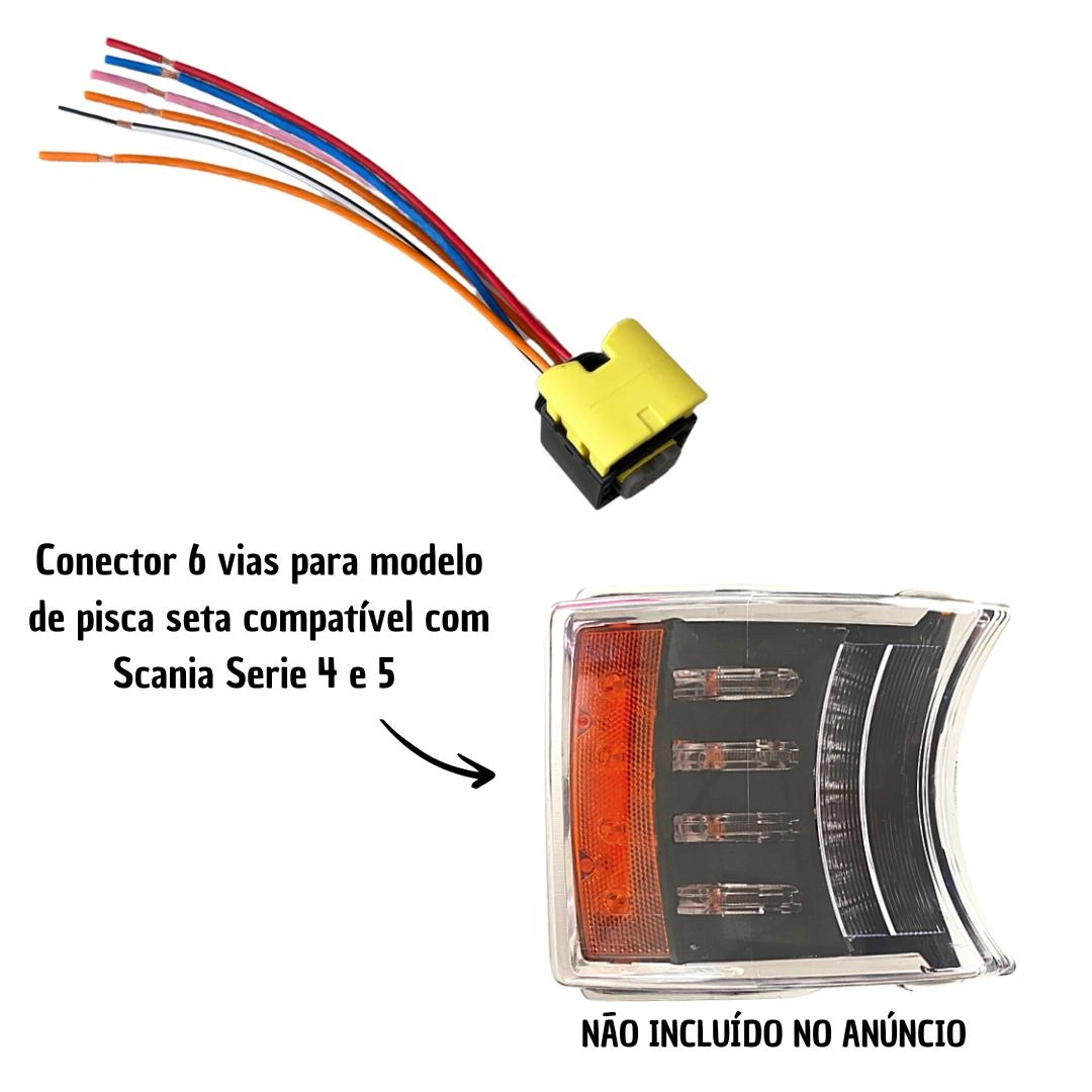 Chicote Conector 6 Vias ParaPisca Scania S5 Chicote Conector 6 Vias ParaPisca Scania S5