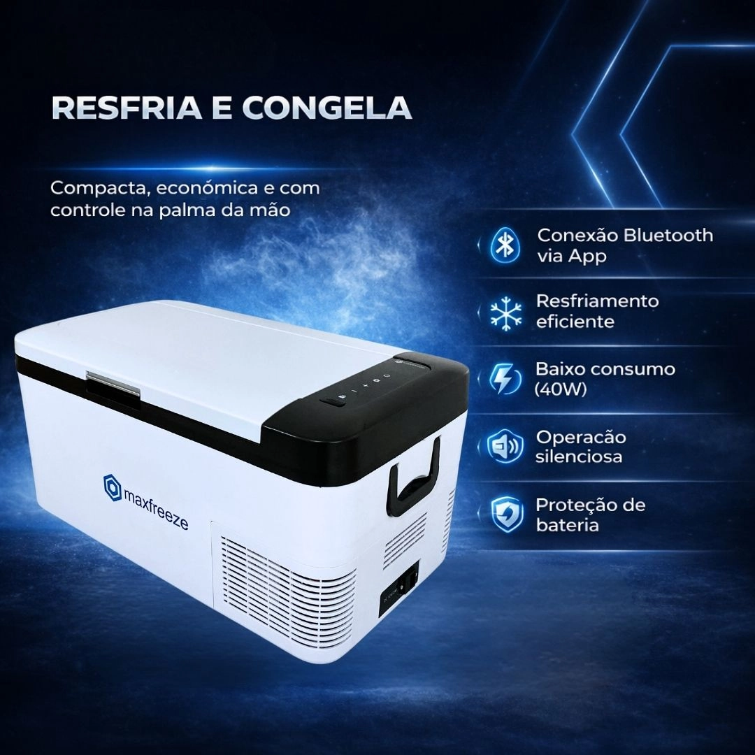 Geladeira Portátil 18L 12V/24V 110v/220v Caminhão Ônibus Van Barco Lancha Pesca Maxfreeze Geladeira Portátil 18L 12V/24V 110v/220v Caminhão Ônibus Van Barco Lancha Pesca Maxfreeze