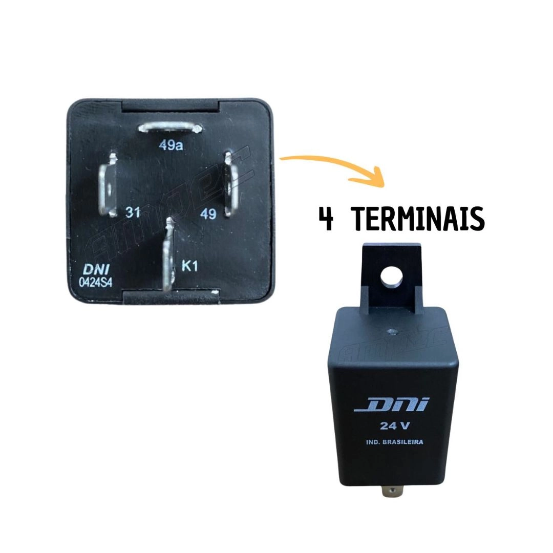 Kit 10 Rele Comando Seta Pisca Caminhão Ônibus 24V 500W Kit 10 Rele Comando Seta Pisca Caminhão Ônibus 24V 500W