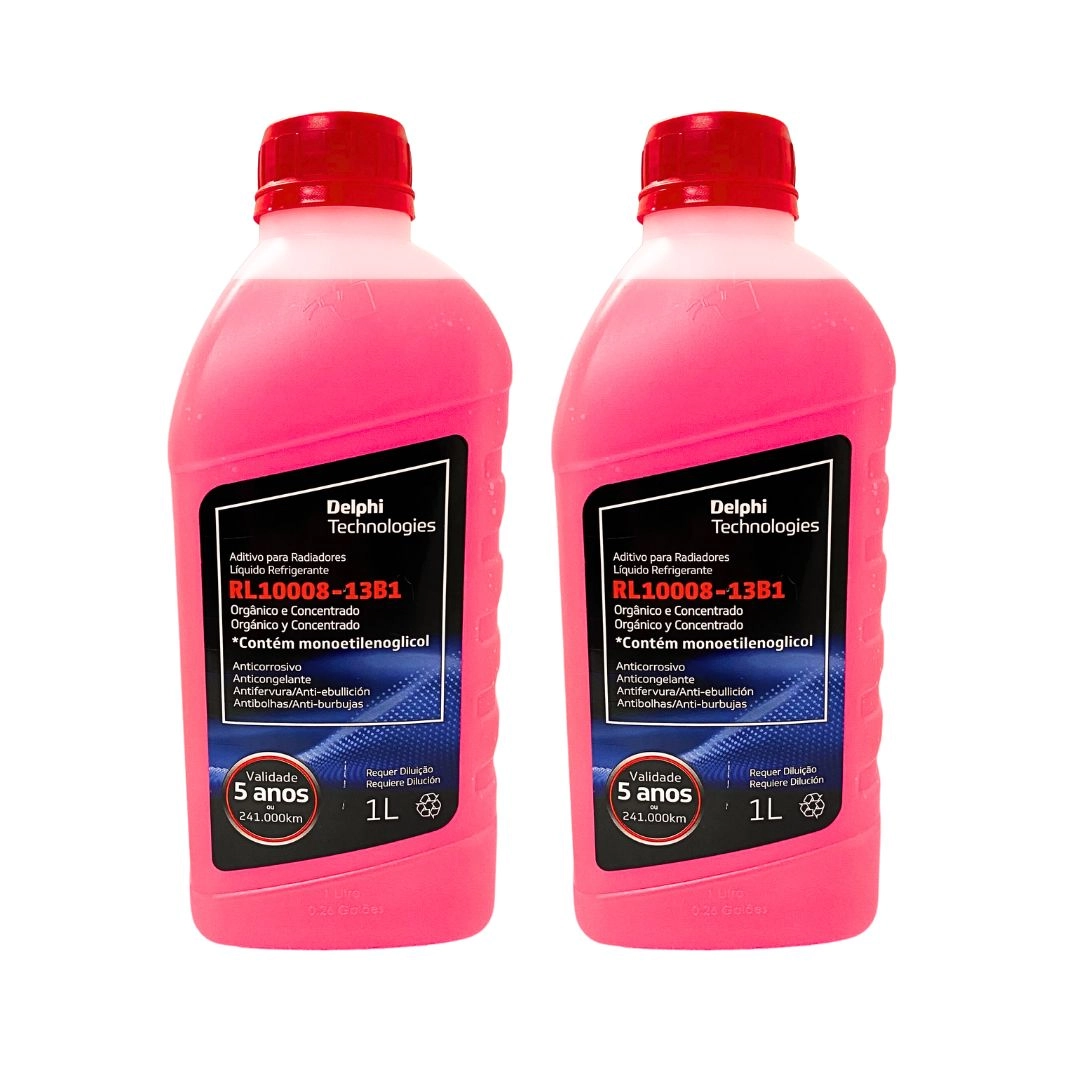 2 Aditivo Radiador Super Concentrado Organico Rosa Delphi 2L