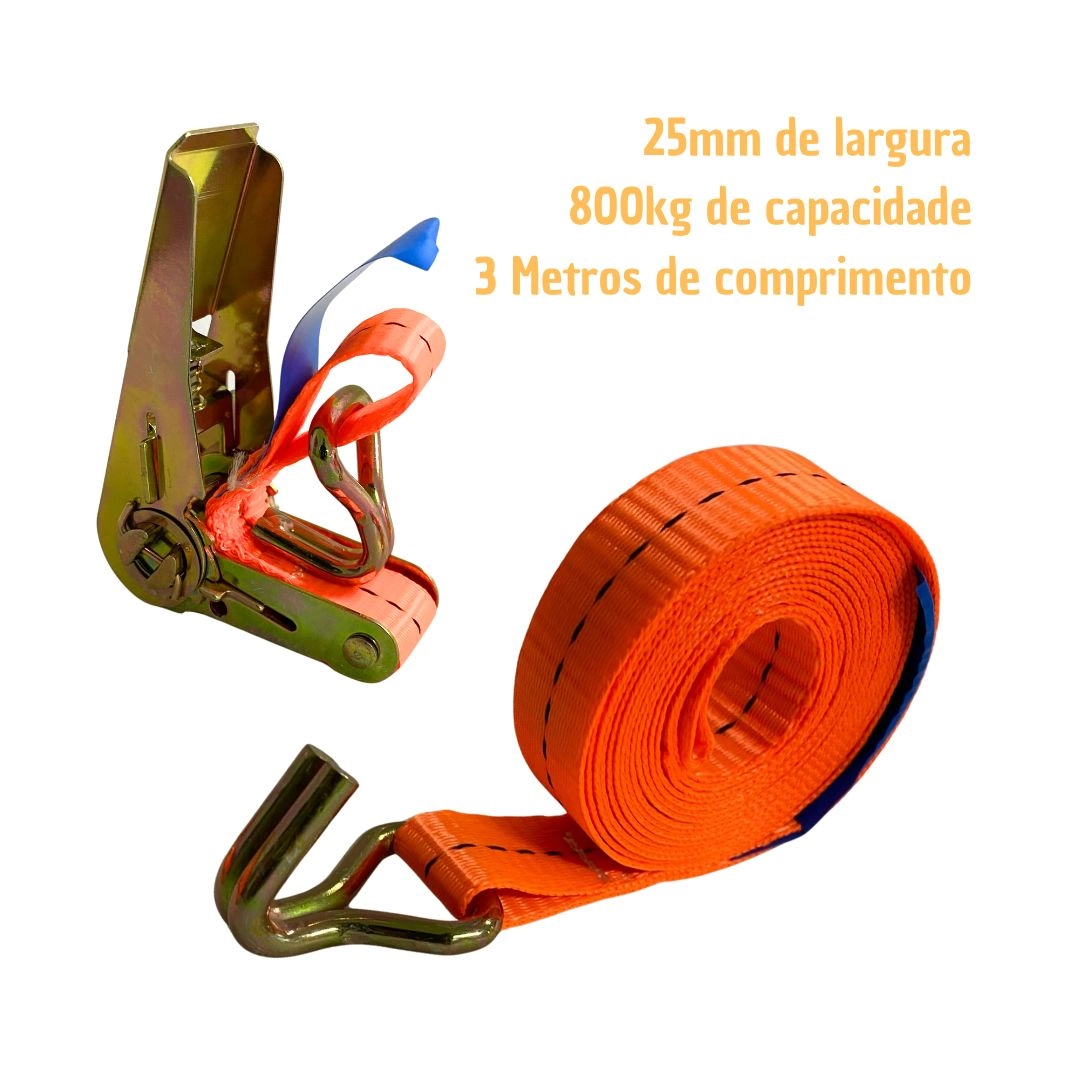 Kit 10 Cinta Catraca Amarração 800kg Carretinha Moto JetSki Kit 10 Cinta Catraca Amarração 800kg Carretinha Moto JetSki