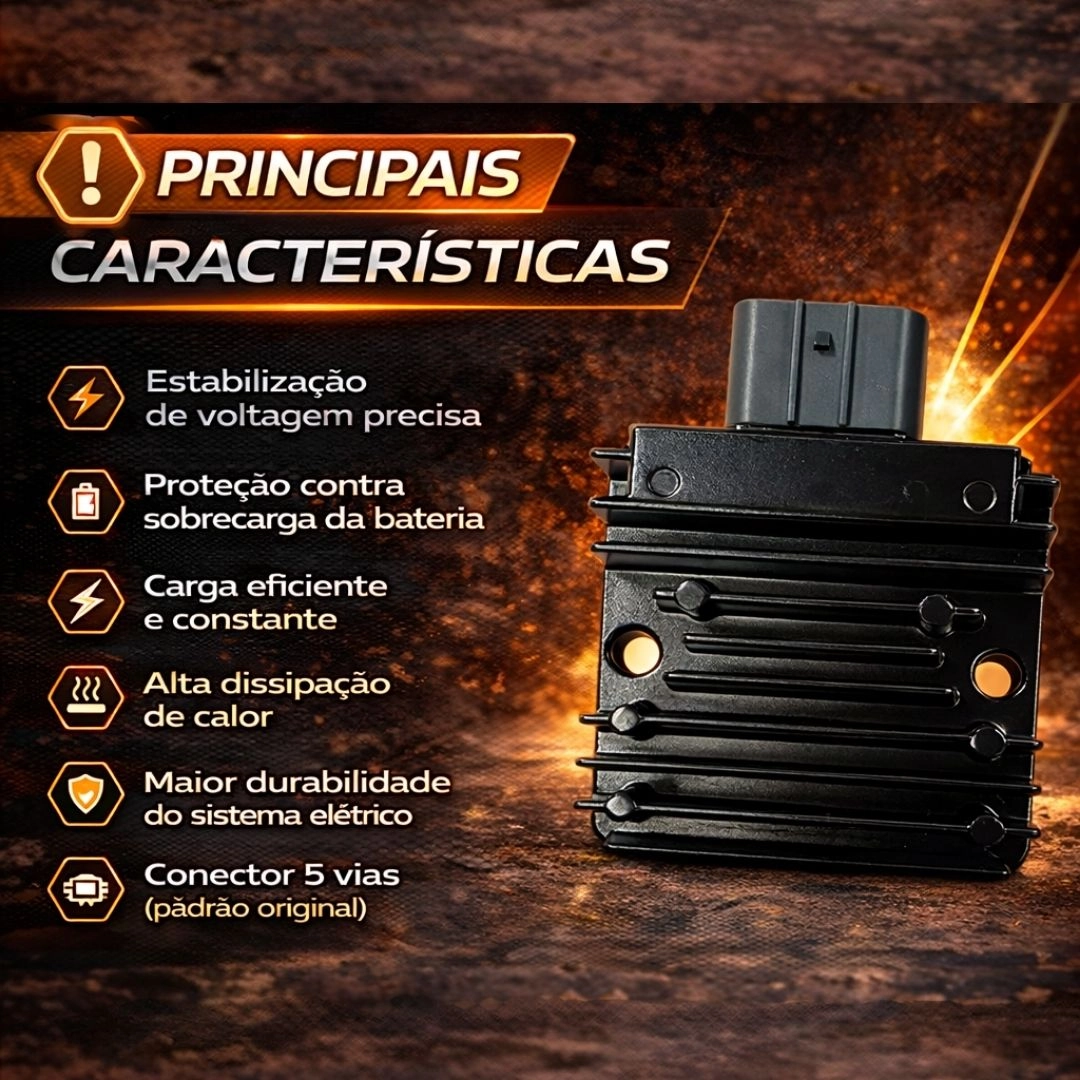 Regulador Retificador 5 Vias Para Honda CB 300R ABS XRE 300 90274120 Magnetron Regulador Retificador 5 Vias Para Honda CB 300R ABS XRE 300 90274120 Magnetron