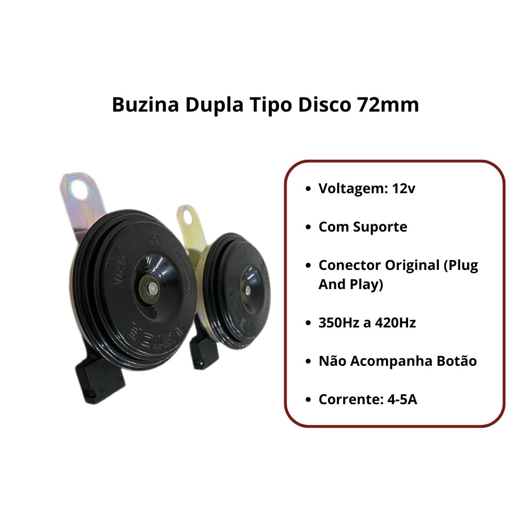 Buzina Dupla Tipo Disco Para Toyota Hilux Todos Modelos Com Conector e Suporte Original Vetor 430dB Buzina Dupla Tipo Disco Para Toyota Hilux Todos Modelos Com Conector e Suporte Original Vetor 430dB