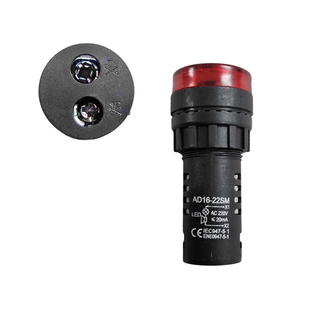 Alarme Sonoro Buzzer Sinaleiro LED Vermelho 22mm 220V DNI