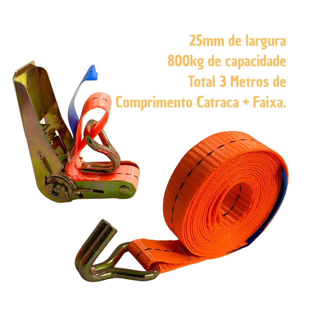 Kit 4 Cinta Catraca Amarração 800kg Carretinha Moto JetSki Kit 4 Cinta Catraca Amarração 800kg Carretinha Moto JetSki
