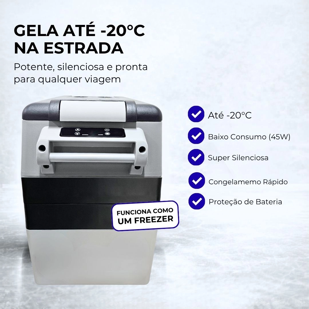 Geladeira Portátil 55L 12/24V 110/220V Caminhão Ônibus Van Camping Barco Lancha Pesca Maxfreeze