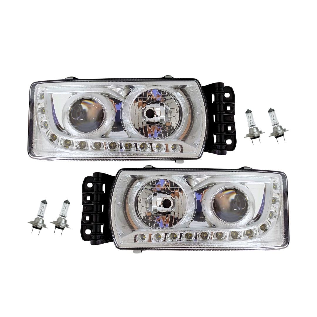 Par Farol Para Iveco Stralis Hi-way Cromado Led Com Chicote