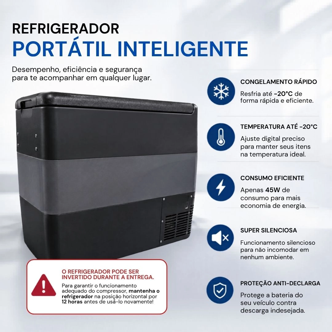 Geladeira Portátil 55 Litros 12V/24V 110v/220v Geladeira Caminhão Ônibus Van Freezer Camping Barco Lancha Pesca Geladeira Portátil 55 Litros 12V/24V 110v/220v Geladeira Caminhão Ônibus Van Freezer Camping Barco Lancha Pesca