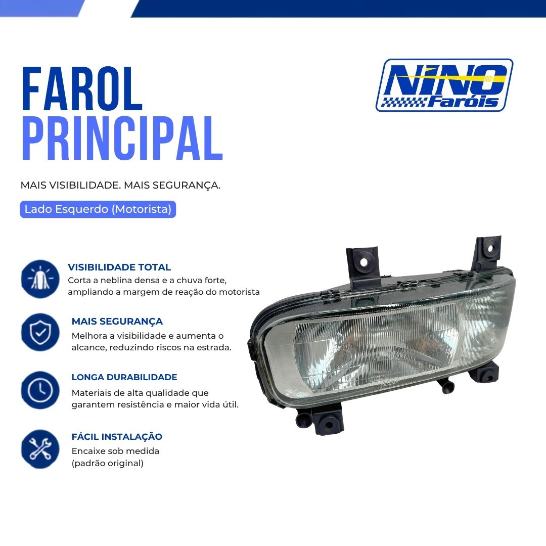 Farol Principal Lado Esquerdo Com Auxiliar de Neblina Mercedes Benz MB Atego 1315 1418 1718 1725 2425 2428 Ano 2006 a 2011 Farol Principal Lado Esquerdo Com Auxiliar de Neblina Mercedes Benz MB Atego 1315 1418 1718 1725 2425 2428 Ano 2006 a 2011