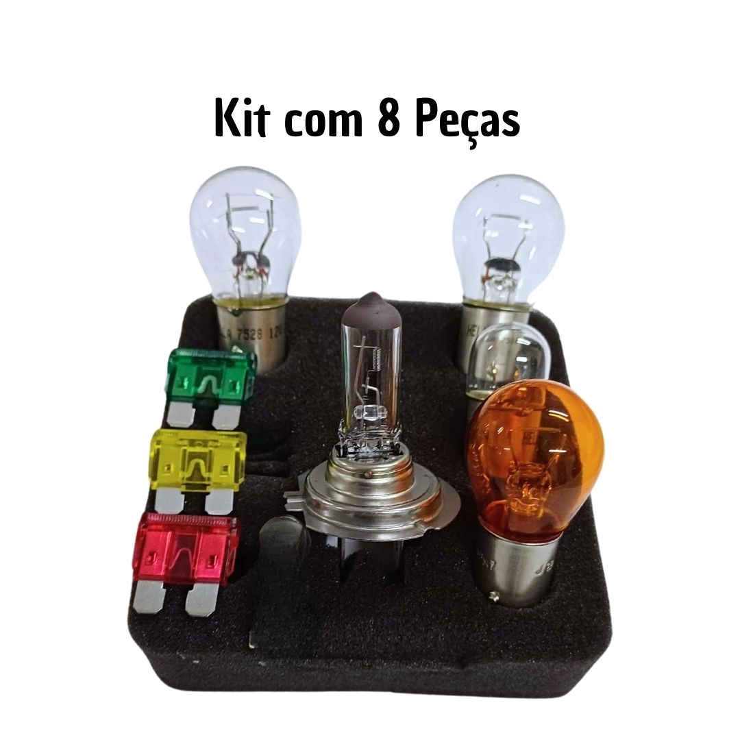 Kit Lâmpadas H7 24v Farol Seta Re Fusível 8 Pçs Hella Kit Lâmpadas H7 24v Farol Seta Re Fusível 8 Pçs Hella