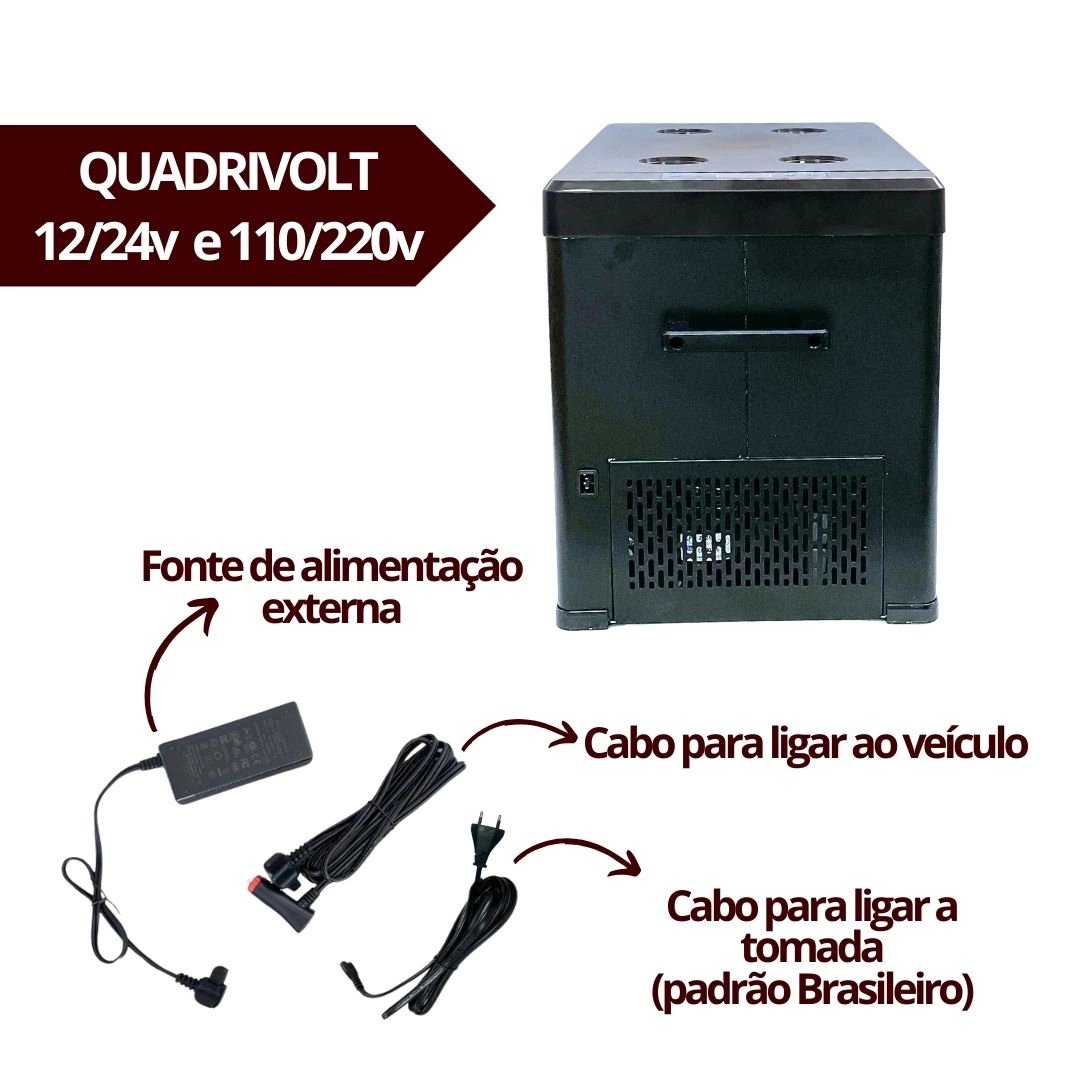 Geladeira 40 Litros 12V/24V 110v/220v Caminhão Ônibus Van Geladeira 40 Litros 12V/24V 110v/220v Caminhão Ônibus Van