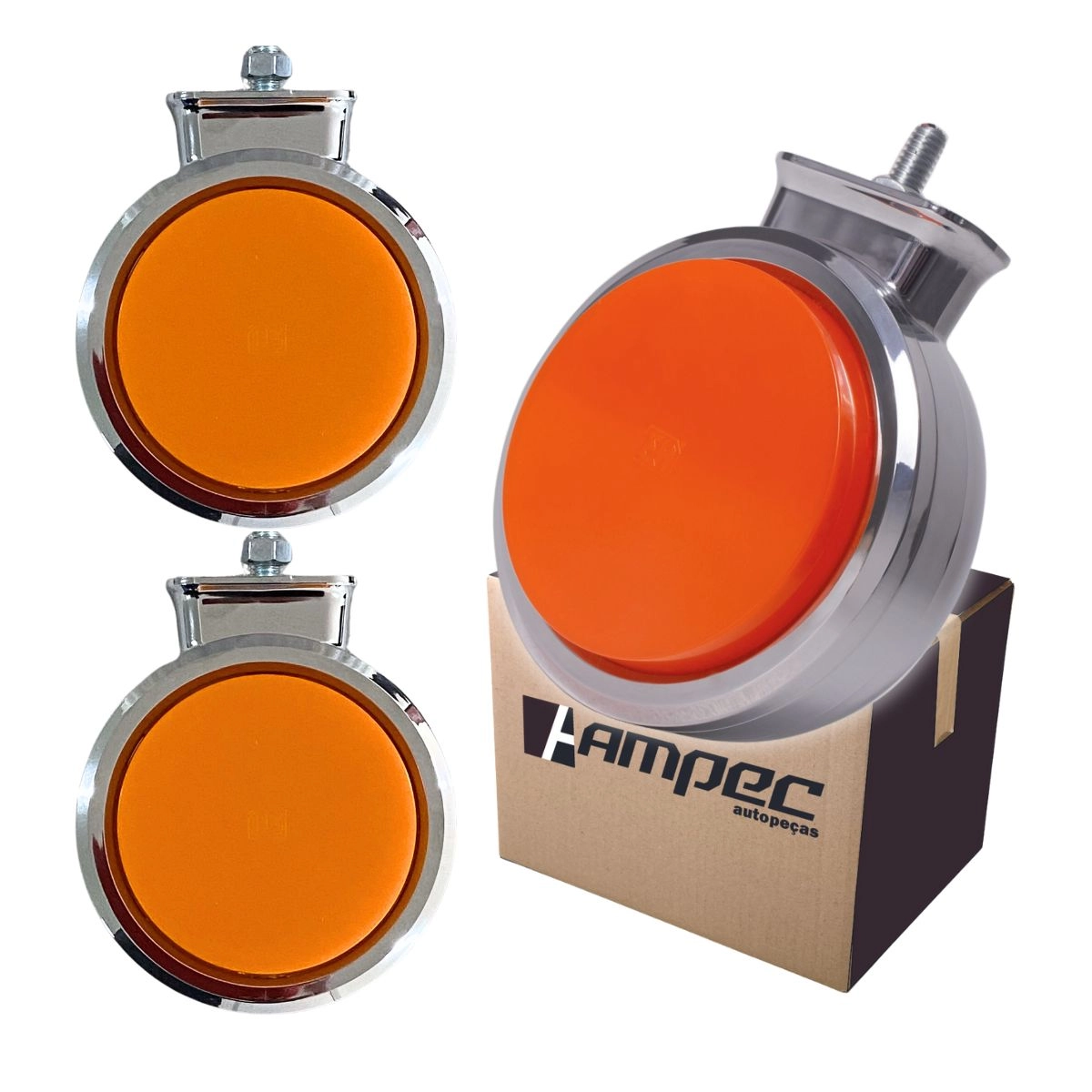 Kit 3 Lanterna Bojuda Foguinho Maria LED Cromada Amarela