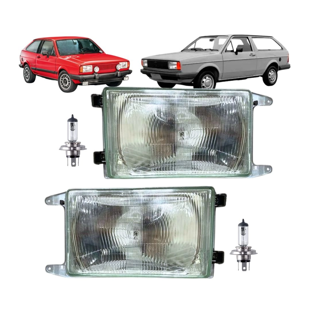 Par Farol Para Saveiro Voyage 1985 a 1986 Lente Vidro