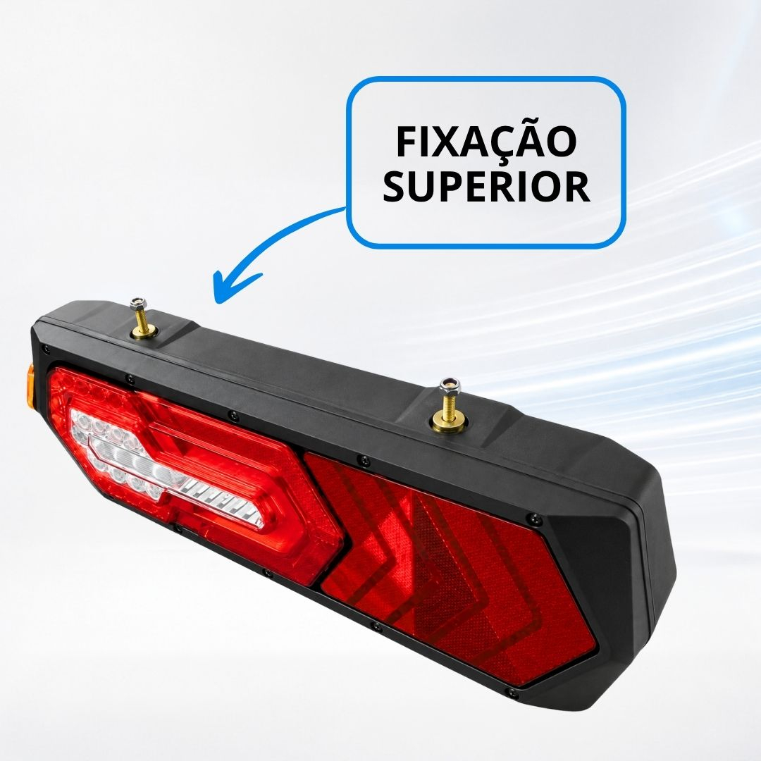 Lanterna Traseira LED Bivolt 12V 24V Com Guia de Luz e Seta Sequencial Lado Esquerdo Para Caminhões Carretas e Implemento Lanterna Traseira LED Bivolt 12V 24V Com Guia de Luz e Seta Sequencial Lado Esquerdo Para Caminhões Carretas e Implemento