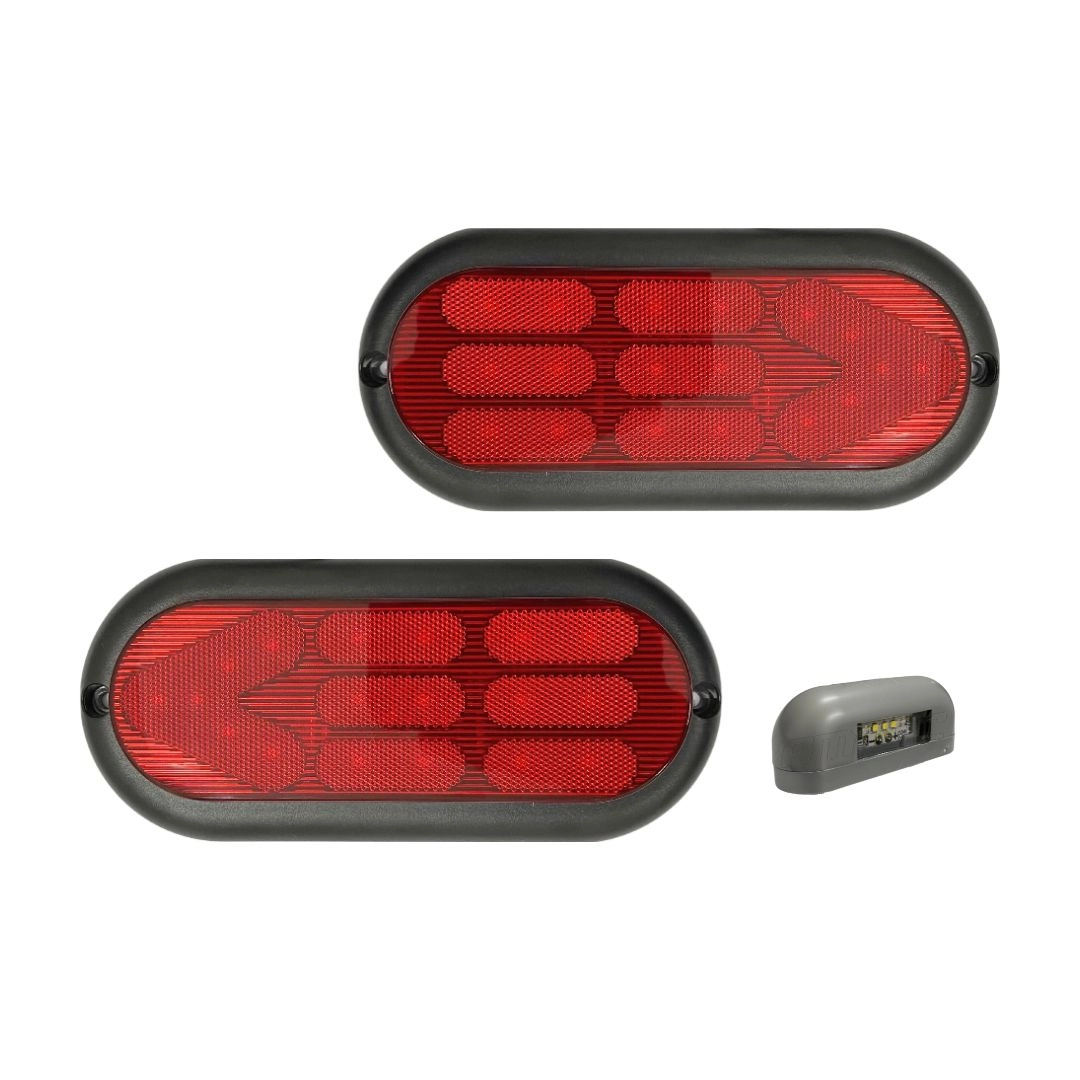 Kit Lanterna Traseira Carretinha Led Vermelha + Luz de Placa